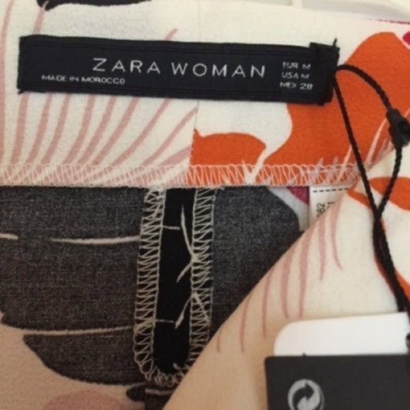 Zara Floral Hibiscus Print Calf Length Pencil Skirt Size Med NWT - Picture 4 of 8